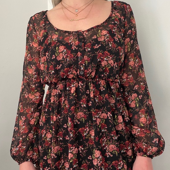 Floral Chiffon H/L Dress - Picture 4 of 6